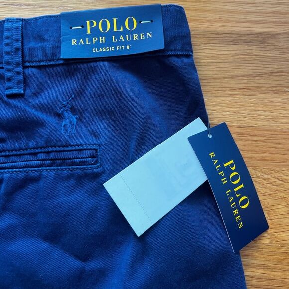 Polo Ralph Lauren Chino Shorts Classic Fit Flat Front Newport Navy Size 46 B NWT - Picture 5 of 15